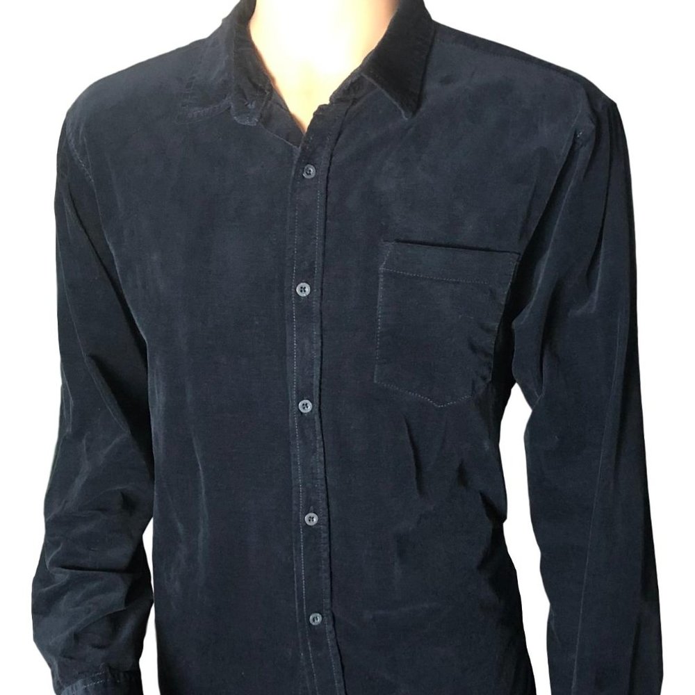 Mens XL Stitch Fix Crushed Velvet Navy Button Down